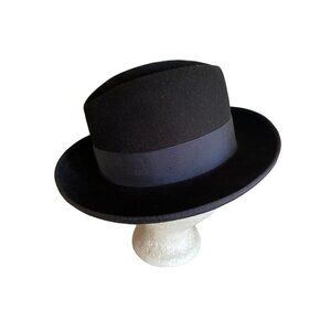 Designer Collection Wool Felt Black Vintage Fedora Bowler Hat